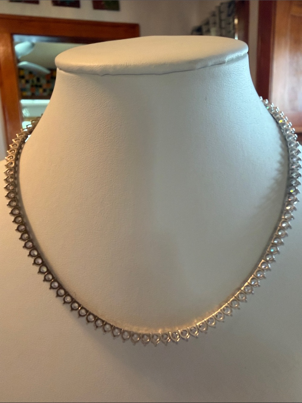 Classic White Crystal Tennis Necklace - Elegant Sparkle - Picture 2 of 2